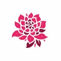 Beautiful Pink Flower Logo In Woodblock Printing Style Royalty Free Stock Photo