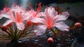 Beautiful Pink Flower Under The Rain - Traditional Vietnamese Zbrush Art Royalty Free Stock Photo