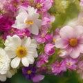 Beautiful pink flowers on mountains at sunset Royalty Free Stock Photo