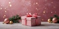 beautiful pink gift box on an aesthetic christm ai generated Royalty Free Stock Photo