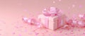 The beautiful pink gift box surrounded by colorful confetti and decorations. AI generated image Royalty Free Stock Photo