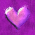 Beautiful pink heart in lovely hand drawn oil paint