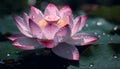 Beautiful pink lotus blossom reflects spirituality and growth generated by AI Royalty Free Stock Photo