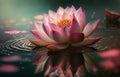 Beautiful pink lotus flower on water, nature background, generated ai Royalty Free Stock Photo