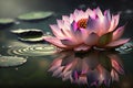 Beautiful pink lotus flower on water with reflection, organic nature background, generated ai Royalty Free Stock Photo