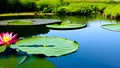 Beautiful Pink Lotus, water plant with reflection in a pond Royalty Free Stock Photo