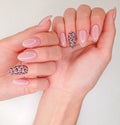 Beautiful pink manicure with leopard design.