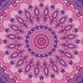 A beautiful pink mystical illustration of abstract mandala with purple and white elements