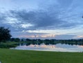 Beautiful pink, orange and blue sunset reflecting on a lake