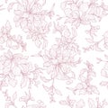 Beautiful pink outlined leaves seamless repeating pattern