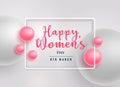 Beautiful pink pearls happy women`s day background