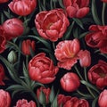 Beautiful pink peonis flower seamless pattern, created with generative AI Royalty Free Stock Photo