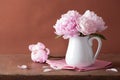 Beautiful pink peony bouquet in vase Royalty Free Stock Photo