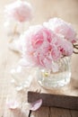 Beautiful pink peony flowers bouquet in vase Royalty Free Stock Photo