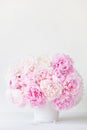 Beautiful pink peony flowers bouquet in vase Royalty Free Stock Photo