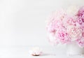 Beautiful pink peony flowers bouquet in vase Royalty Free Stock Photo