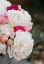 Mix of white and pink peonies. Beautiful fresh bouquet of flowers Royalty Free Stock Photo