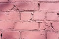 Beautiful pink purple brick wall with white grout, colorful background, abstract texture for copy space. Royalty Free Stock Photo