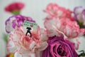 Bouquet of flowers with miniature mothers day note