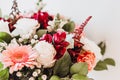 Beautiful Pink, Red and White Rustic Colorful Mixed Flower Bouquet, Still Life Composition Royalty Free Stock Photo