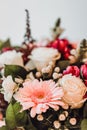 Beautiful Pink, Red and White Rustic Colorful Mixed Flower Bouquet, Still Life Composition Royalty Free Stock Photo