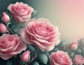 Beautiful pink roses flower border on soft background for valentine or wedding Royalty Free Stock Photo