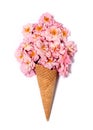 Beautiful pink roses in ice cream cone