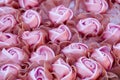 Beautiful pink roses made from ribbon Royalty Free Stock Photo