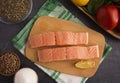 Pink Salmon on a Slate Counter Royalty Free Stock Photo