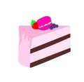 Beautiful pink slice of cake for children's and teen's birthday, Valentine's Day.