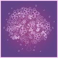 Beautiful pink tree on violet background