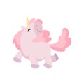 Beautiful Pink Unicorn, Cute Magic Fantasy Animal Vector Illustration Royalty Free Stock Photo