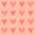 Beautiful pink vector seamless pattern with hearts Royalty Free Stock Photo