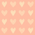 beautiful pink vector seamless pattern, repeating design with hand drawn hearts, great for valentine's day decoration Royalty Free Stock Photo