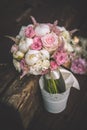Beautiful pink and white wedding bouquet with roses and paeonies, wedding celebration and valentines daybeautiful pink and white w