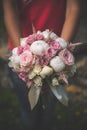 Beautiful pink and white wedding bouquet with roses and paeonies, wedding celebration and valentines daybeautiful pink and white w