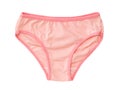 Beautiful pink women`s panties isolated on white background. Underwear. The view from the top. Royalty Free Stock Photo