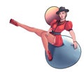 The beautiful pinup girl pose.