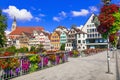 Beautiful places of Germany - colorful floral town Tubingen Baden-wurttemberg region