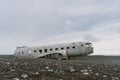 Beautiful plane crash on the black beaches. Moody clouds in the background. Stunning Iceland landscape photography.