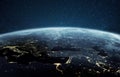 Beautiful planet earth with night city lights. Europe and Africa at night viewed from space Royalty Free Stock Photo