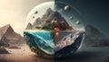 Beautiful planet in a glass sphere. 3d rendering toned image