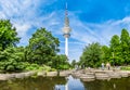 Beautiful Planten um Blomen park and famous Heinrich-Hertz-Turm, Hamburg, Germany
