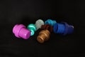 Beautiful plastic plugs colors different dosing protection different Royalty Free Stock Photo