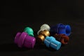 Beautiful plastic plugs colors different dosing protection different Royalty Free Stock Photo