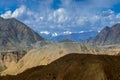 Beautiful play of light on the valley of Basgo, snow capped Himalayan mountains in the background. Leh, Union territory of Ladakh