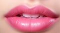 Beautiful plump bright lips of pink color. Generative Ai