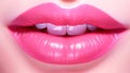 Beautiful plump bright lips of pink color. Generative Ai