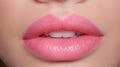 Beautiful plump bright lips of pink color. Generative Ai