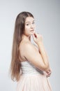 Beautiful plump young woman with long hair